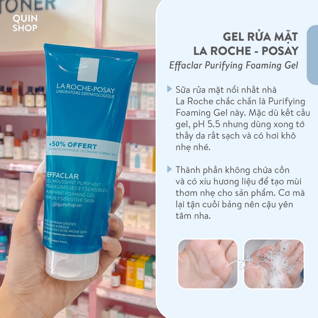 Sữa Rửa Mặt Cho Da Dầu Mụn La Roche-Posay Effaclar Purifying Foaming Gel Cleanser