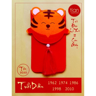 TÚI ĐEO LÌ XÌ  HANDMADE 12 CON GIÁP: DẦN