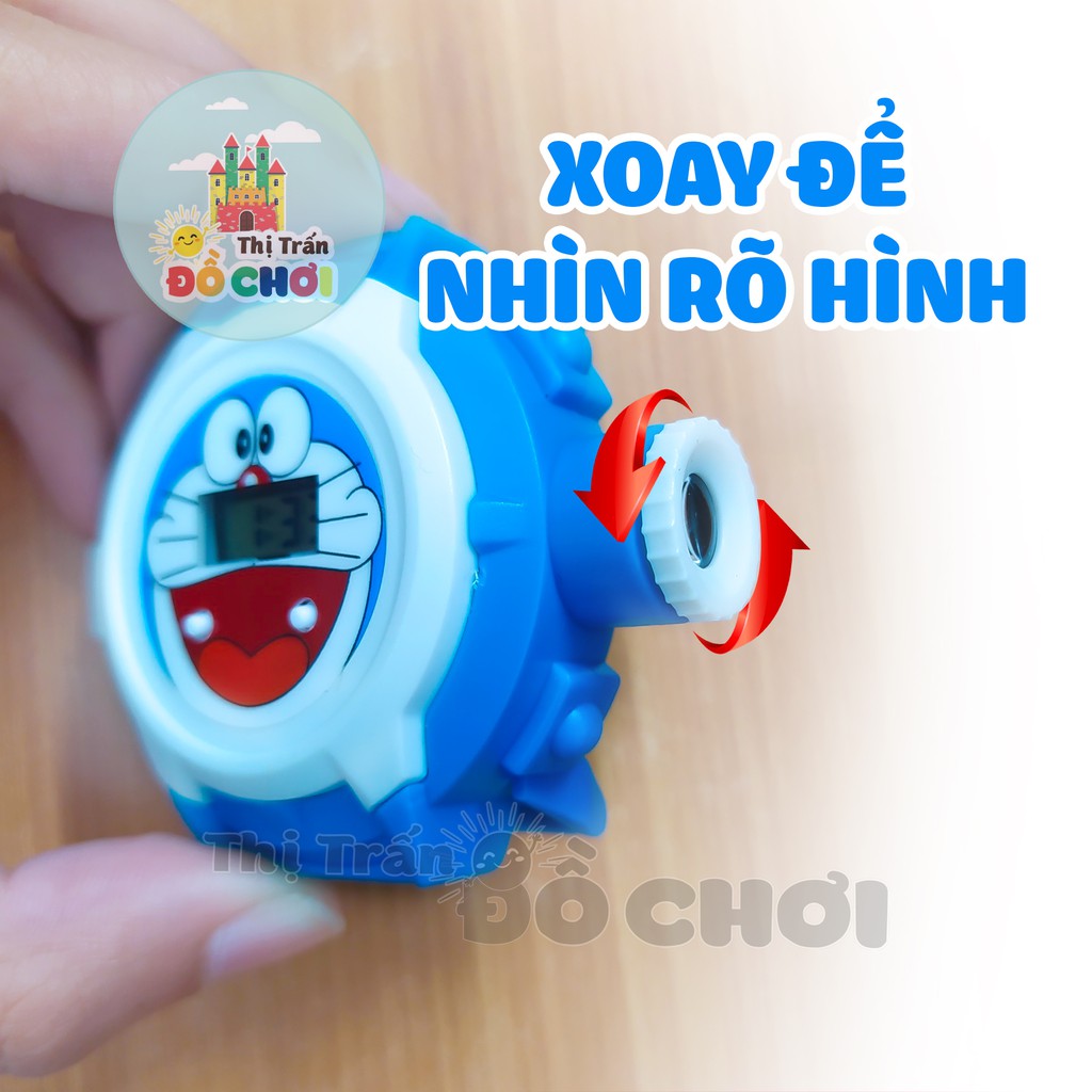 Đồ chơi cho bé trai ⌚️ GIÁ SỐC ⌚️ Đồng hồ trẻ em cho bé trai mẫu mèo máy Đô-ra-e-mon chiếu 24 hình 3D - PP106183