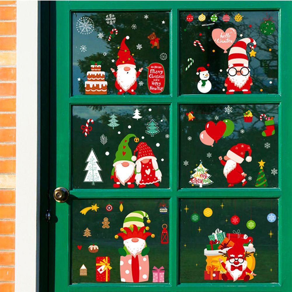 CONOPERY 1 Set Sticker Dán Tĩnh Điện Họa Tiết Bông Tuyết Tuần Lộc Và Tuần Lộc Trang Trí Giáng Sinh