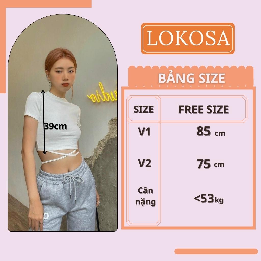 Áo Croptop Kiểu Nữ LOKOSA Croptop Ôm Body Tay Ngắn Sexy Thiết Kế Ulzzang Hàn Quốc Trắng, Đen AO039