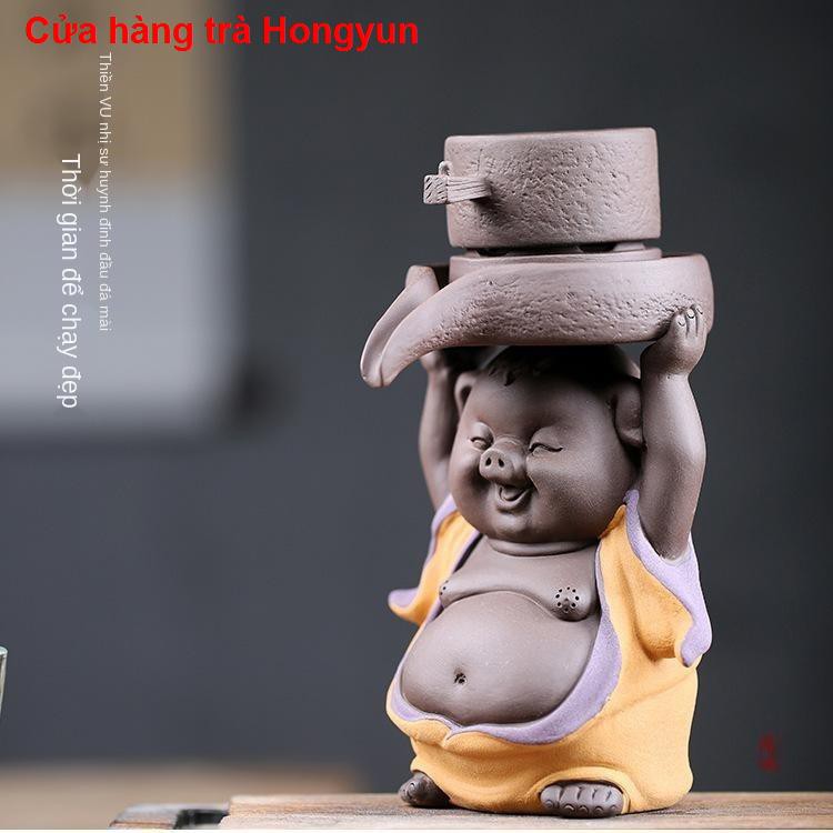 Khay trà tròn đá mài giả gia đình đổi màu đựng nước nóng melamine thoát Bộ Kungfu