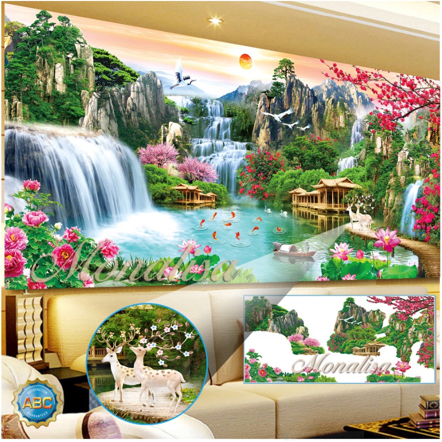 TRANH ĐÍNH ĐÁ PHONG CẢNH Y8273 (200X90) Y8272 (160X75) y8271 (130x60) - tranh chưa đính