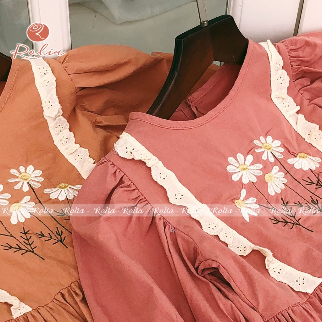 Váy bé gái thêu hoa ROLIA Clara Mi chất thô Hàn cao cấp, mềm nhẹ mát, lên dáng xinh đáng yêu VT106