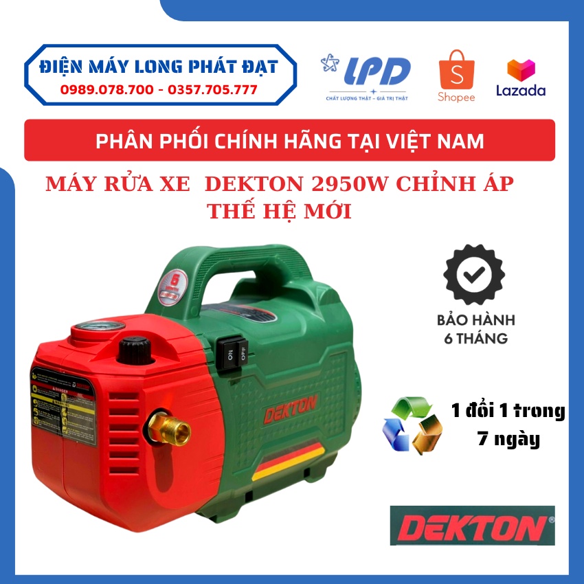 Máy xịt rửa xe chỉnh áp Dekton 2950W dây đồng thế hệ mới