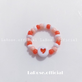 Nhẫn hạt cườm mix charm tim