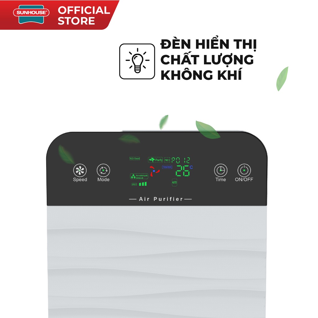 Máy lọc không khí Sunhouse SHD-15AP9715 diện tích sử dụng 20m2 | 3 lớp màng lọc sạch bụi bẩn | 2 chế độ vận hành