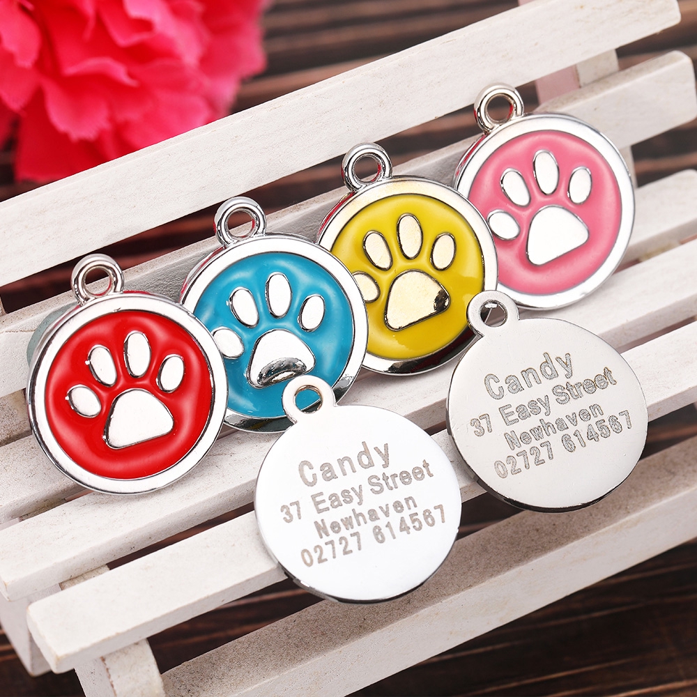 [Khắc miễn phí] Cá nhân hóa Pet Cat Dog ID Tag chống mất Mặt dây chuyền Khắc tên điện thoại Phụ kiện cổ áo