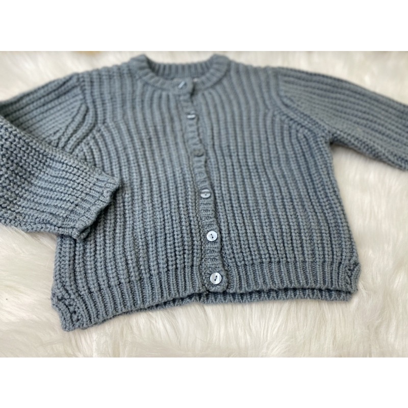 Áo len cardigan bé gái Zara màu xanh xám loại dày 1-5Y (có clip, ảnh thật)