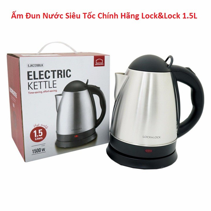 Ấm Siêu Tốc, Ấm Đun Nước Chính Hãng Lock&amp;Lock 1.5L - EJK228 Siêu Bền