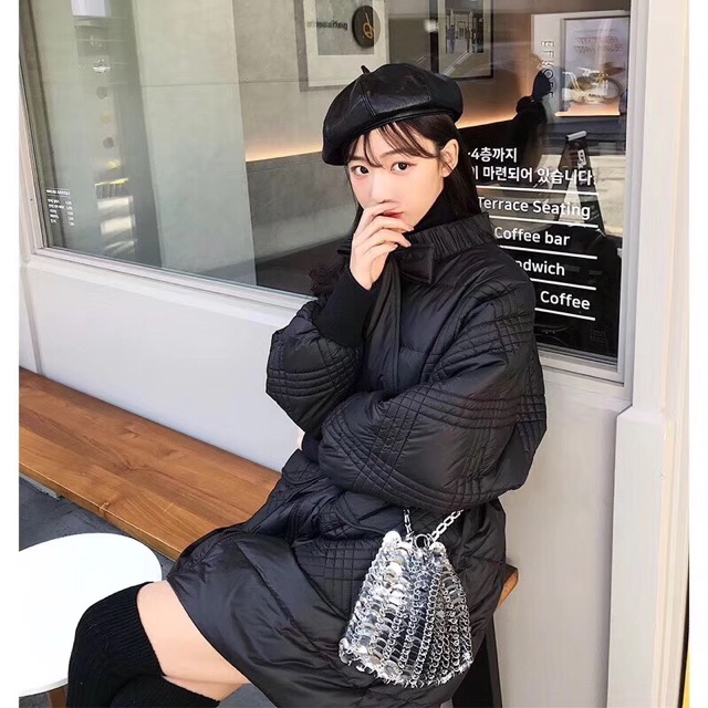 Áo Phao lông vũ thắt eo