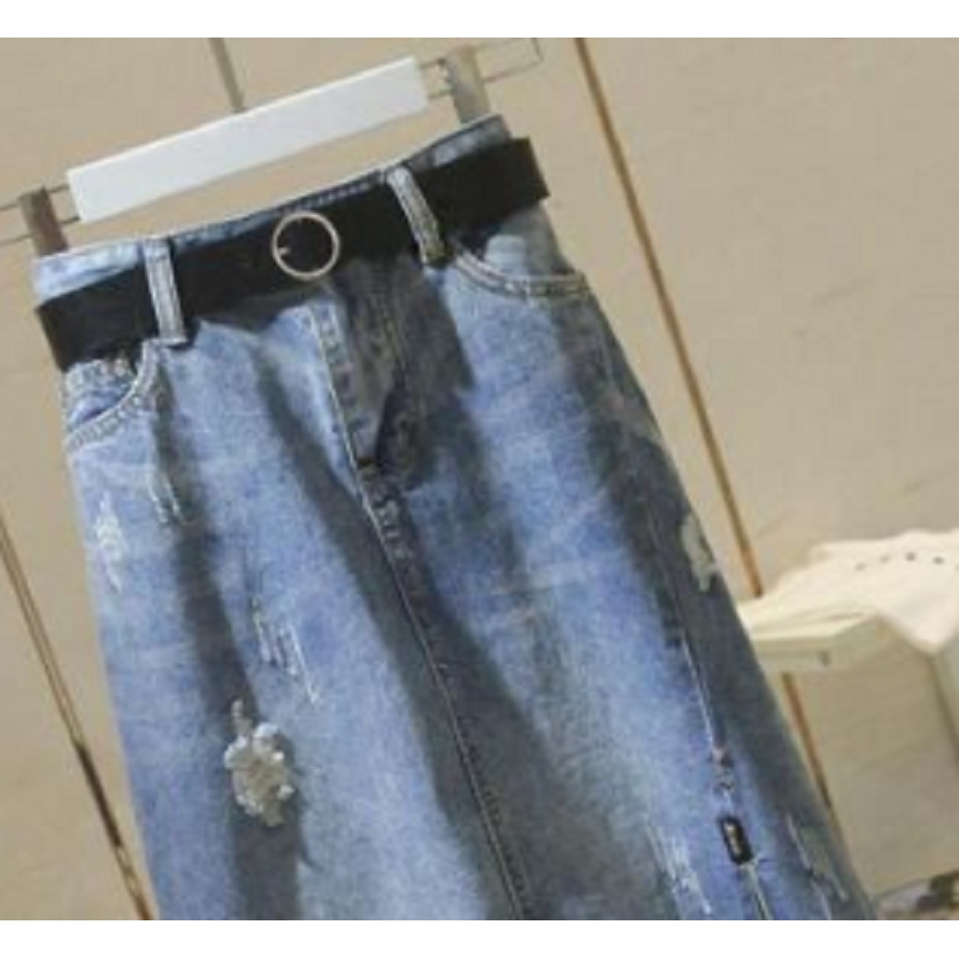 Chân Váy Denim Dài Lưng Cao Thời Trang Cá Tính