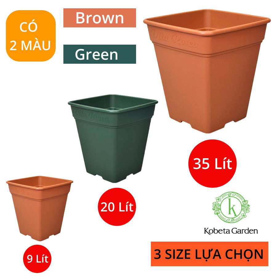 CHẬU NHẬT CHUYÊN TRỒNG HOA HỒNG ROSE SQUARE MÀU XANH- KOBETA GARDEN
