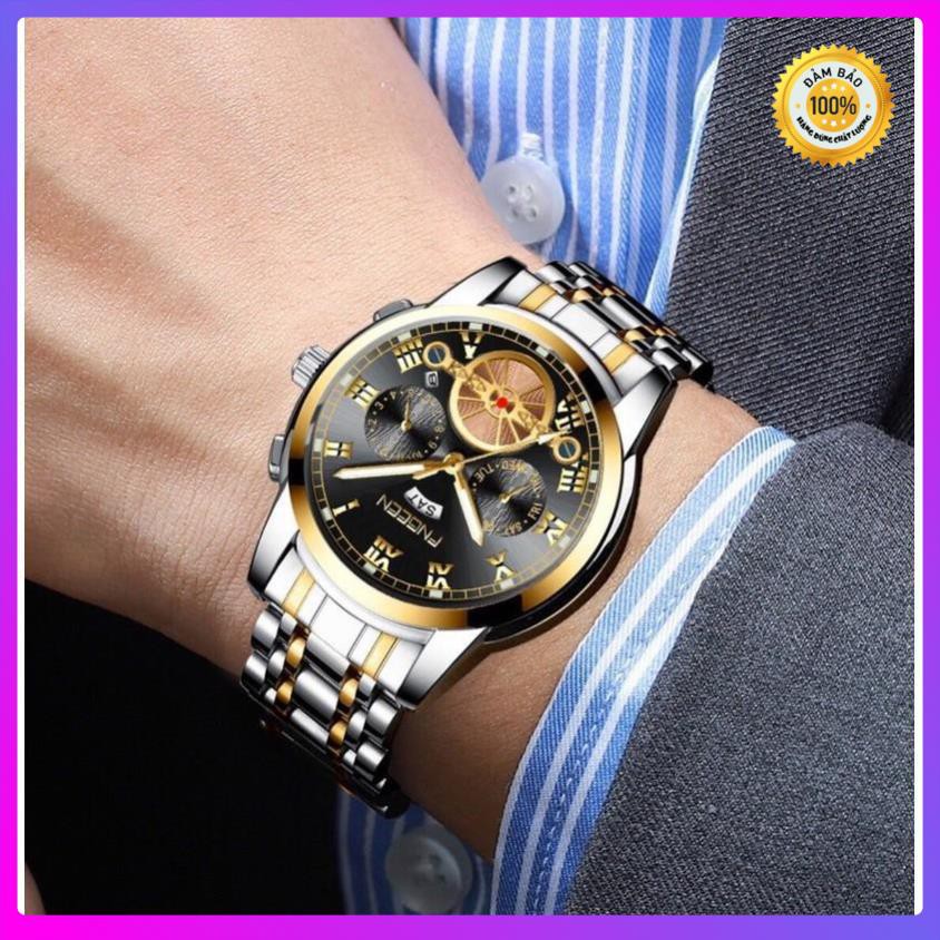 ĐỒNG HỒ NAM FNGEEN CHÍNH HÃNG DÂY THÉP CHẠY 2 LỊCH (TẶNG KÈM HỘP VÀ PIN DỰ PHÒNG) [ Đồng Hồ Nam Cao Cấp] | BigBuy360 - bigbuy360.vn