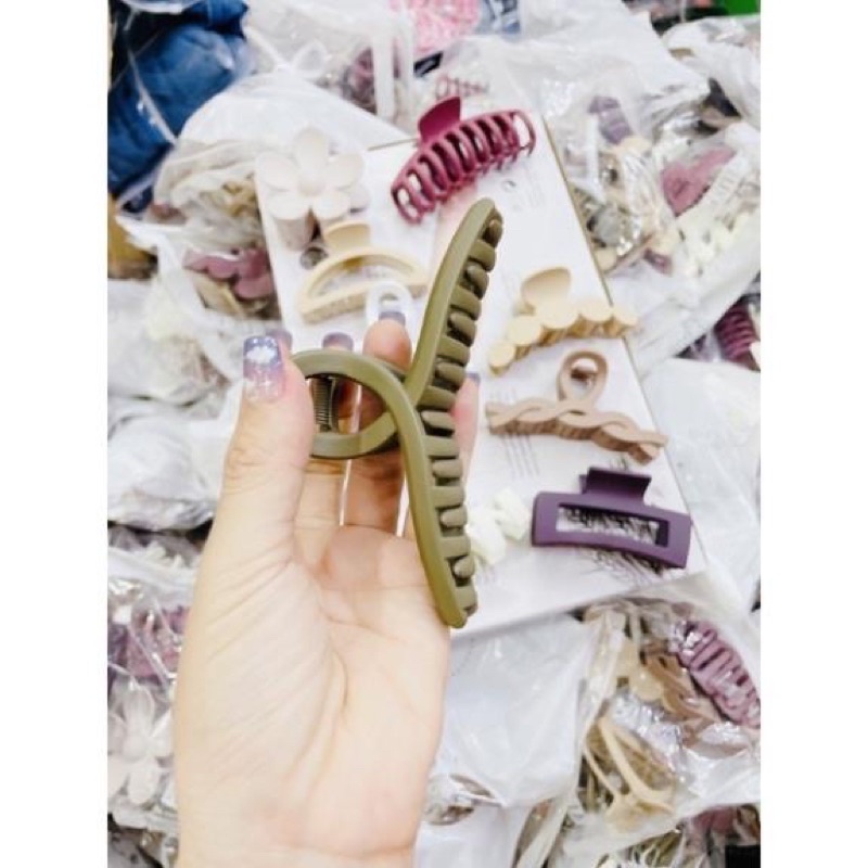 Set 10 kẹp tóc càng cua STYLE KOREA mix mẫu cỡ size lớn cặp chắc chắn
