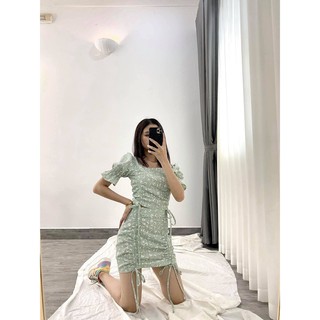 Váy set bộ váy hoa xanh pow pow
