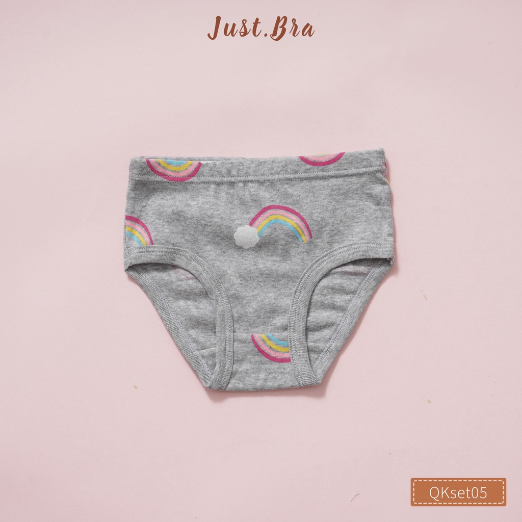 Set 3 quần chip trẻ em Just Bra họa tiết hoạt hình màu sắc dễ thương cho bé gái QKset05