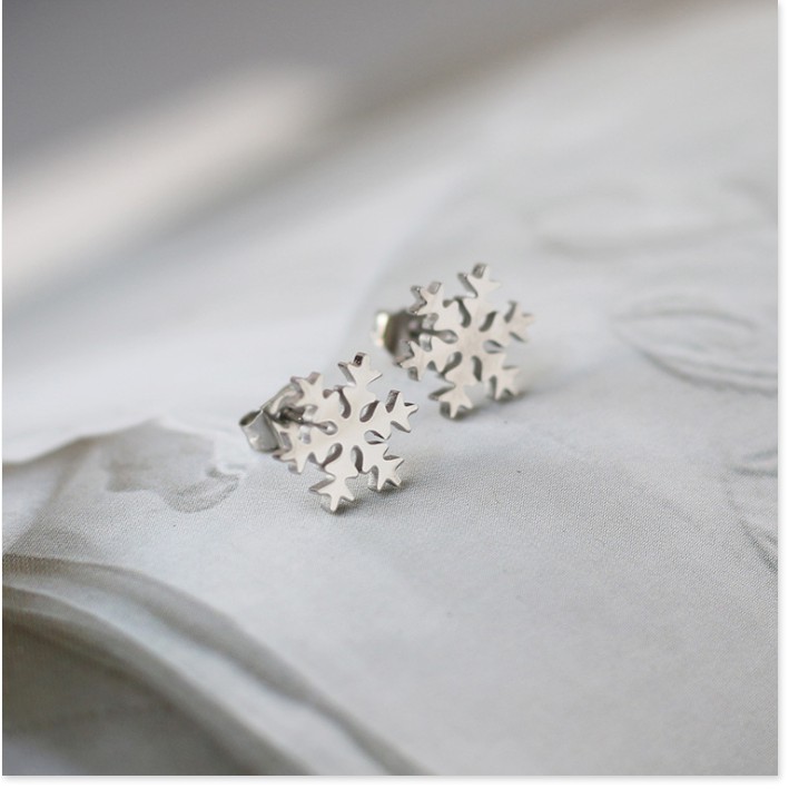 Bông tai titan bông hóa tuyết E1-207 - CAM KẾT KHÔNG GỈ, KHÔNG BAY MÀU - BẢO HÀNH 12 THÁNG