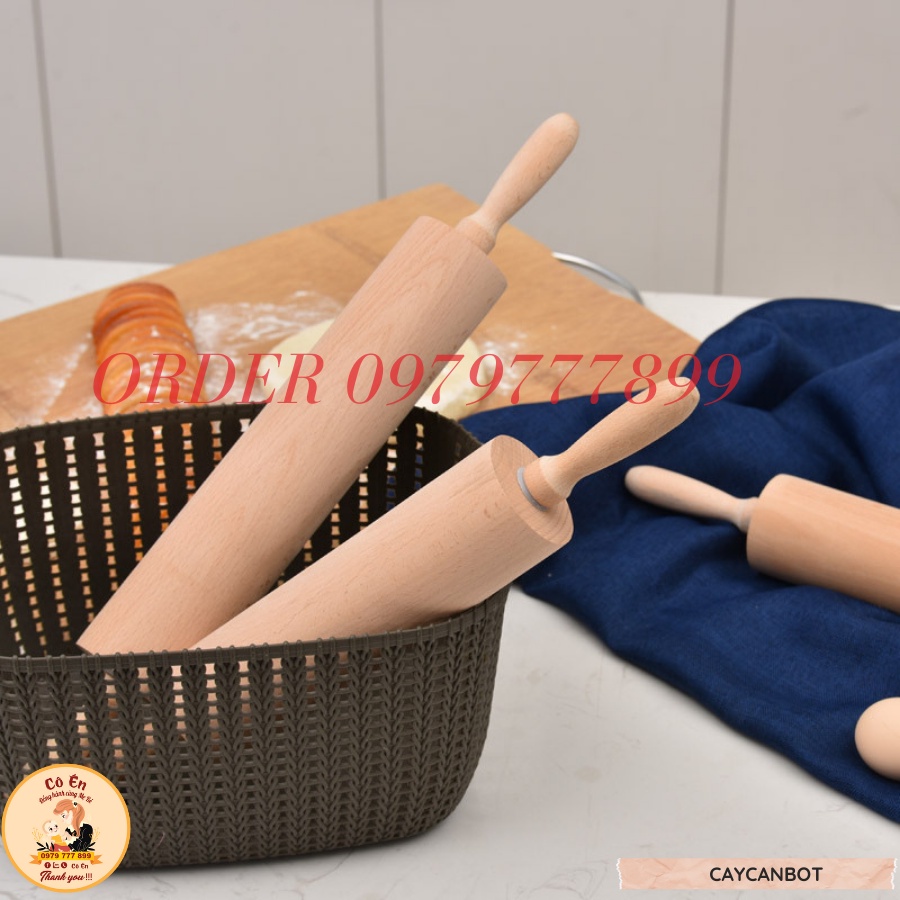 Cán lăn bột làm bánh bằng gỗ cao cấp, không hóa chất, an toàn với vệ sinh