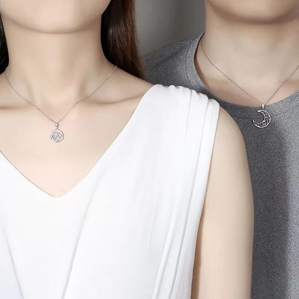 Vòng cổ thép không gỉ mặt hình mặt trăng mặt trời thời trang cho cặp đôi