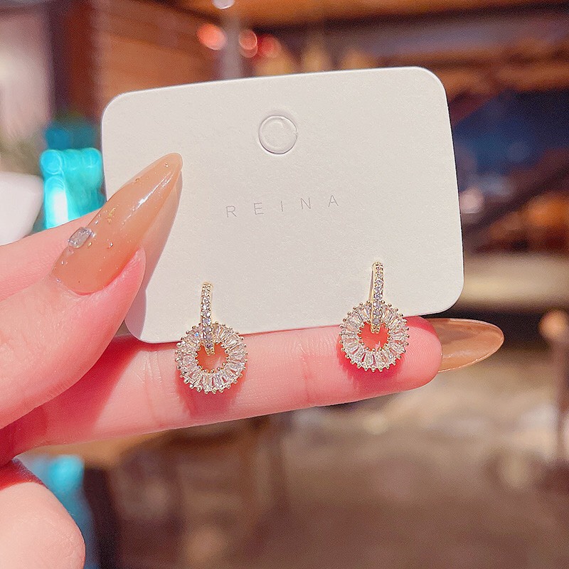 Bông Tai Hoa Tai Bạc 925 Không Gỉ Đính Đá Lấp Lánh Sang Trọng Dobi B6