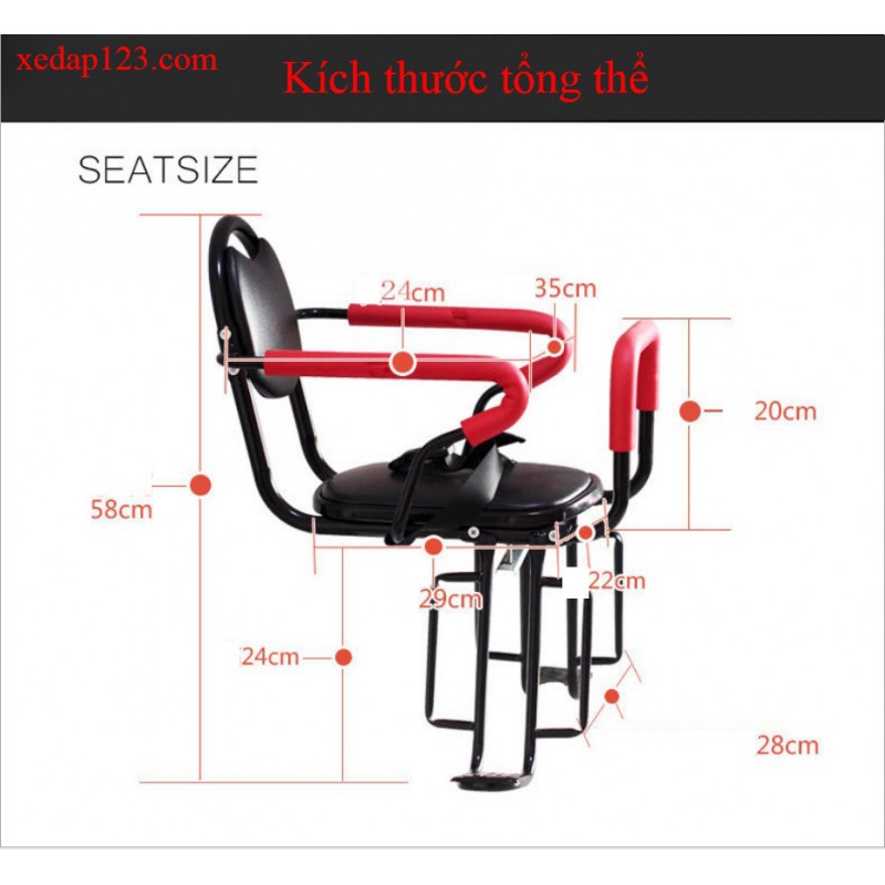 Ghế gắn trên xe đạp, xe đạp điện cho trẻ em ngồi sau