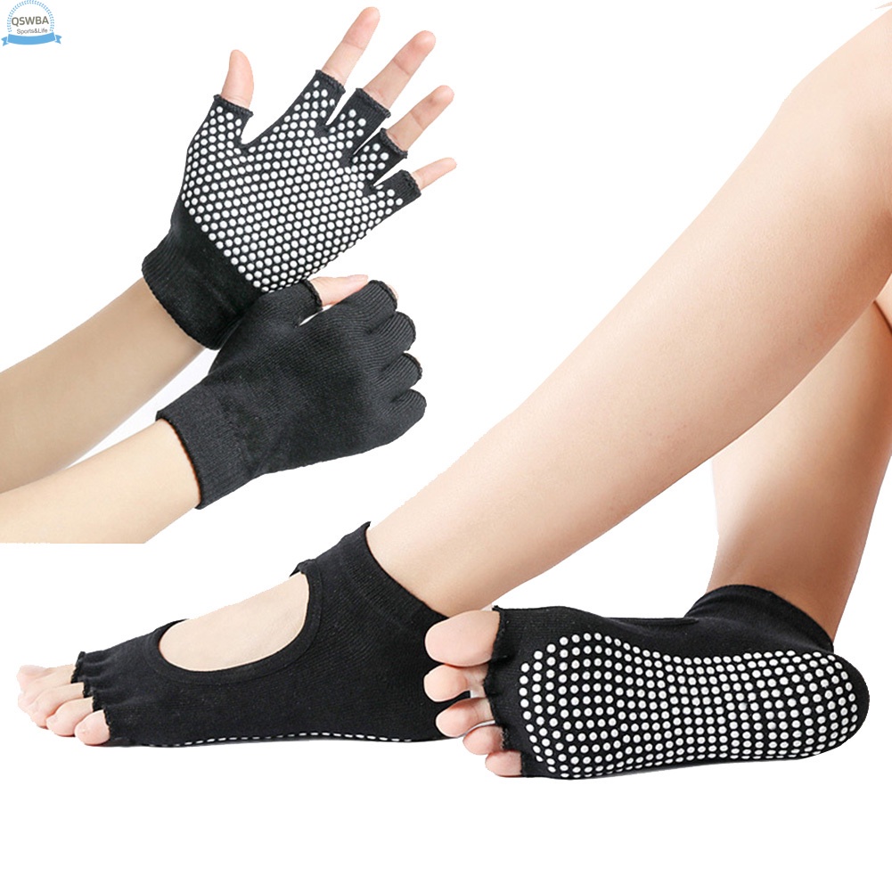 Bộ Găng Tay + Găng Tay Thoáng Khí Chống Trượt Chống Trượt Dùng Tập Yoga/Thể Thao