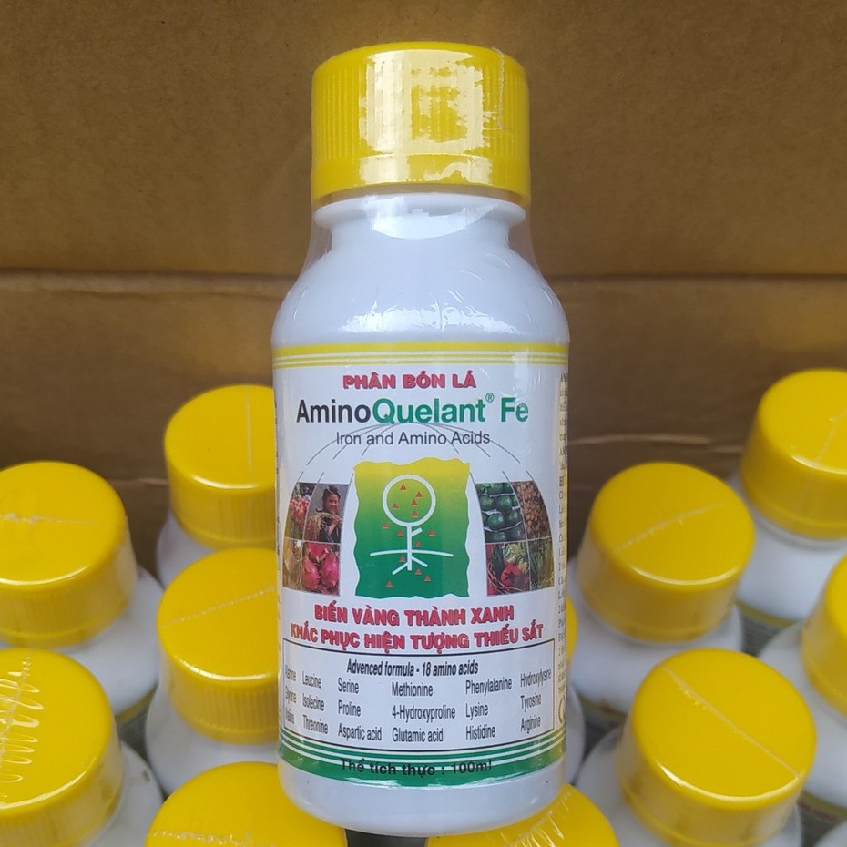 Phân Bón Growmore Amino Quelant Fe chai 100ml, Biến Vàng Thành Xanh, Khắc Phục Hiện Tượng Thiếu Sắt
