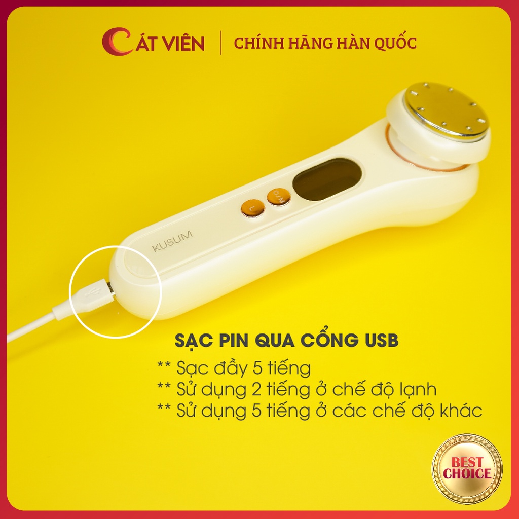 Búa nóng lạnh ion 2 đầu Kusum Hàn Quốc, chăm sóc da chuẩn spa, trẻ hóa tái tạo se khít lỗ chân lông, công nghệ cảm ứng