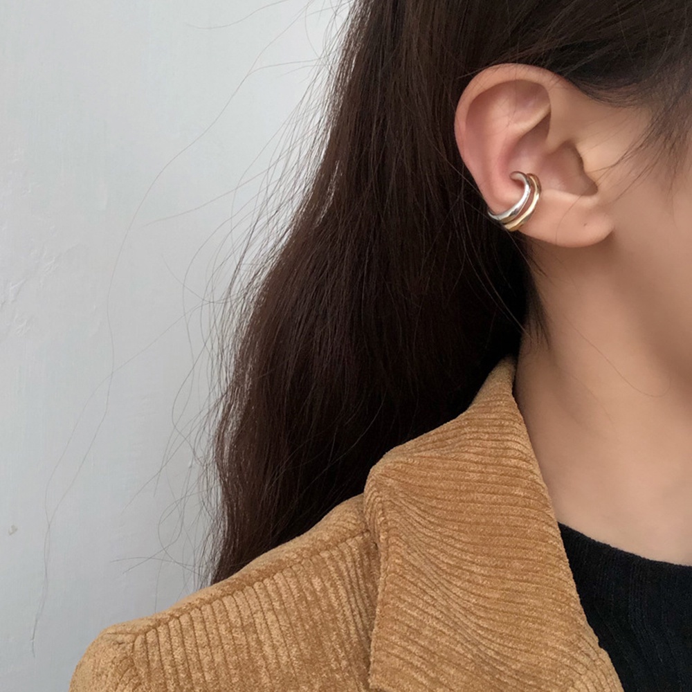 Khuyên kẹp vành tai bằng kim loại bóng phong cách thời trang cho nữ