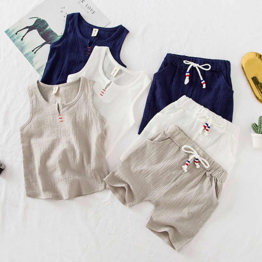 Bộ quần áo ba lỗ sát nách bé trai bé gái, chất đũi cao cấp,thoáng mát cho bé từ 6-19kg