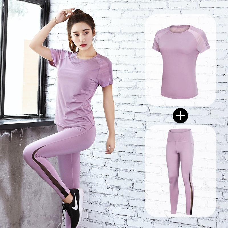 ❀Quần áo yoga nữ mới mùa hè mỏng ngắn tay phù hợp với người bắt đầu tập nhanh khô chạy thể dục XL