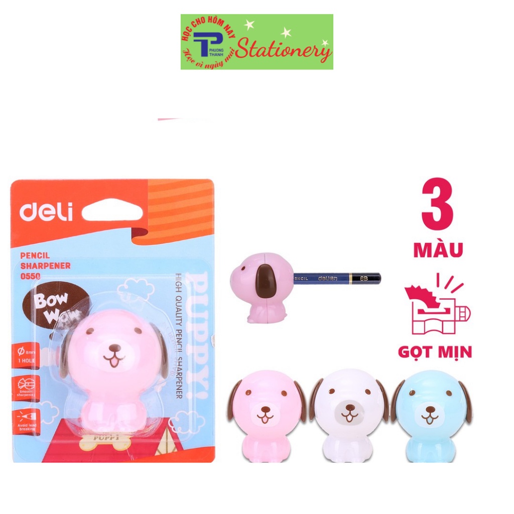 Gọt bút chì Deli - lưỡi thép xanh dương, hồng, trắng - 1 cái - E0550