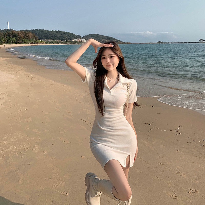 COZOK Đầm thun polo ôm dáng thời trang dành cho nữ