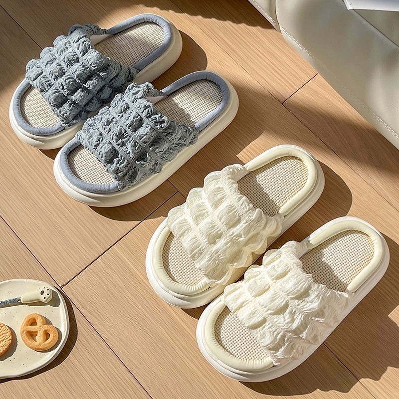 Dép vải lanh đế dày cao cấp không trơn trượt thấm mồ hôi thoáng khí đơn giản