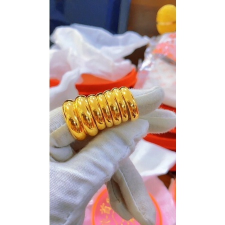 𝗡𝗵𝗮̂̃𝗻 𝘁𝗿𝗼̛𝗻 2 chỉ khắc mộc 9999 mạ vàng 24k 𝐊𝐚𝐦𝐢