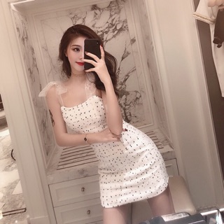 [ORDER] Váy dạ tweed 2 dây buộc nơ (ảnh thật)