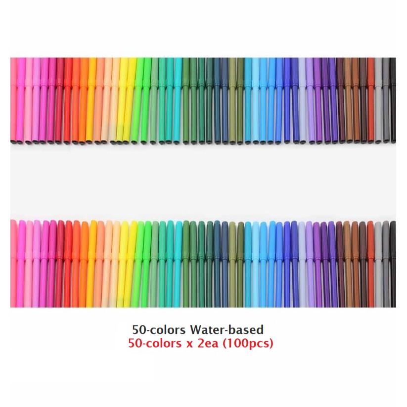 [My Little Tiger] TIGER ARTIST Color Markers Pen Bút ký màu 100PCS (50 colors * 2ea) Painting Pens, Kids Markers Set