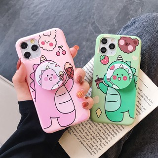 Ốp điện thoại TPU mềm khủng long một sừng ăn cây kem/uống trà sữa cho iphone 6 11