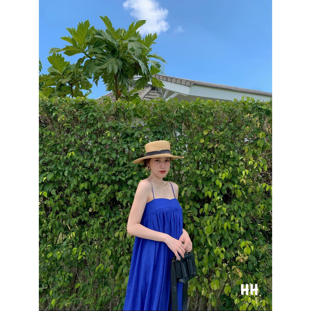 Váy maxi 2 dây thiết kế, váy đi biển 2 dây sang chảnh, màu xanh than tôn da - H&N Store | BigBuy360 - bigbuy360.vn