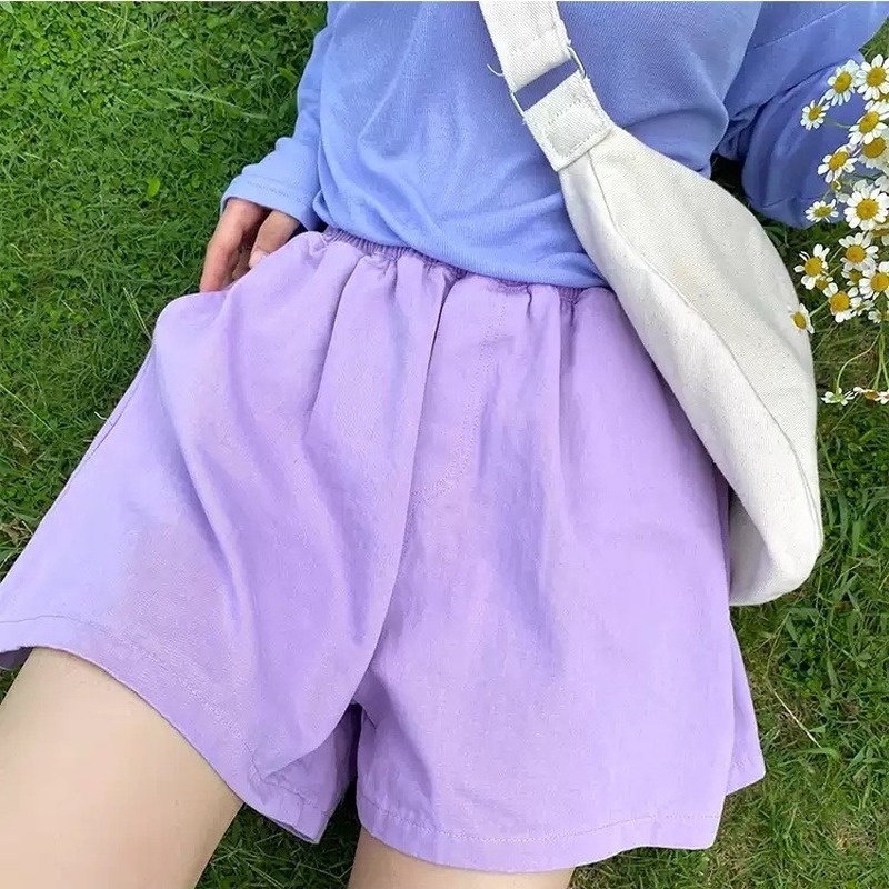 Quần Short Denim Thể Thao Lưng Cao Ống Rộng Thời Trang Mùa Hè Phong Cách Hàn Quốc Cho Nữ