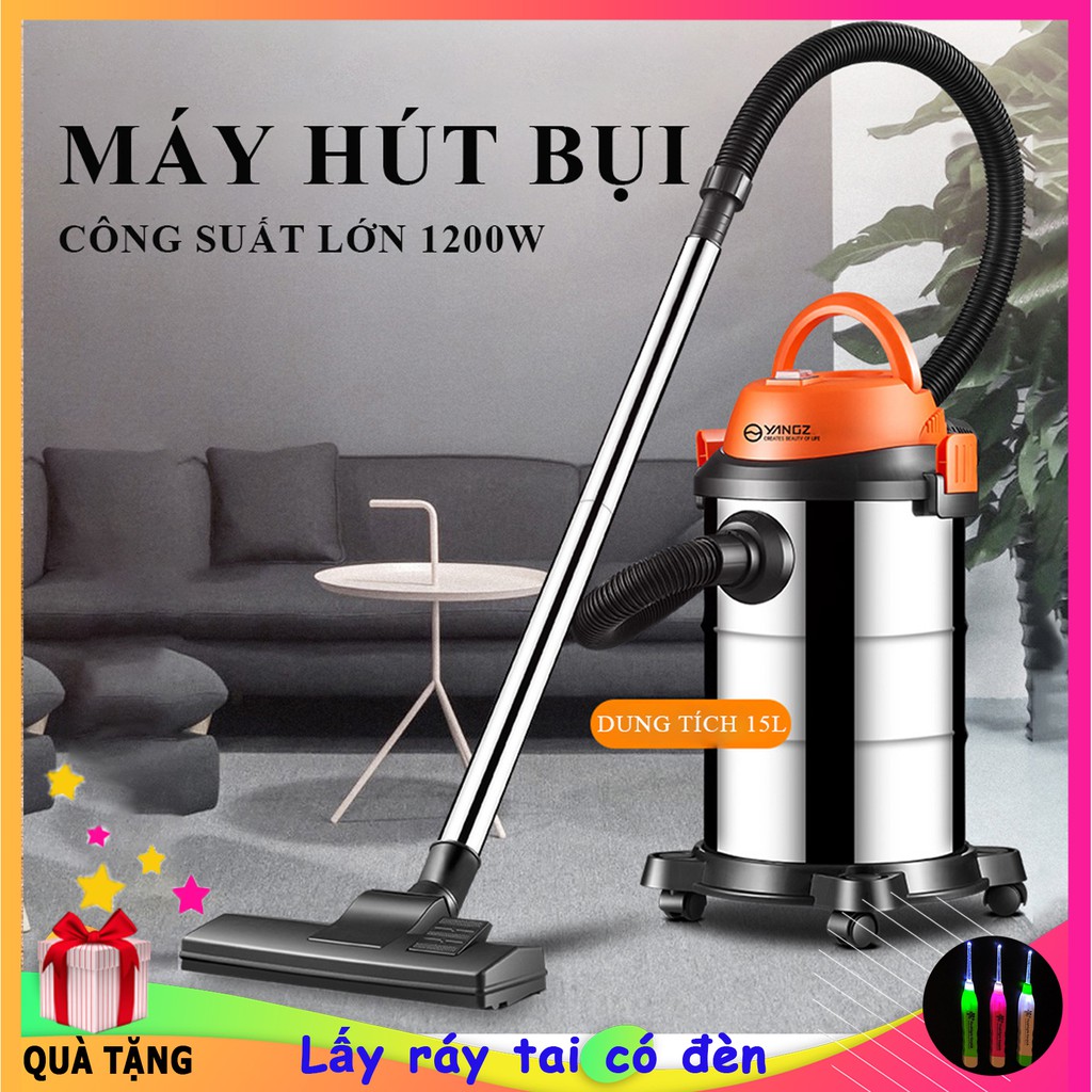Máy hút bụi gia đình, công nghiệp dung tích 15L, công suất lớn 1200W ,có 3 chế độ hút Khô - Ướt - Thổi