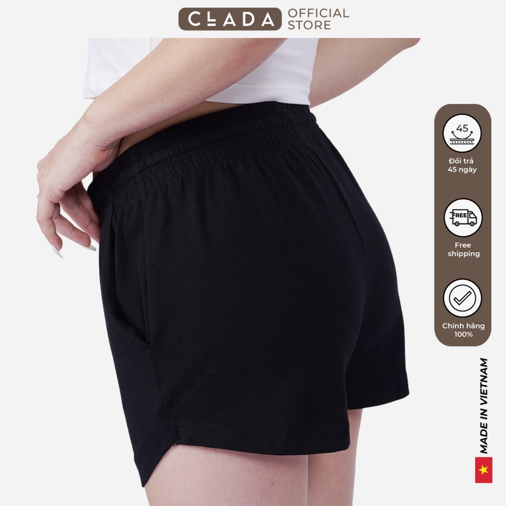 Quần short nữ lưng cao thương hiệu CLADA - Đen