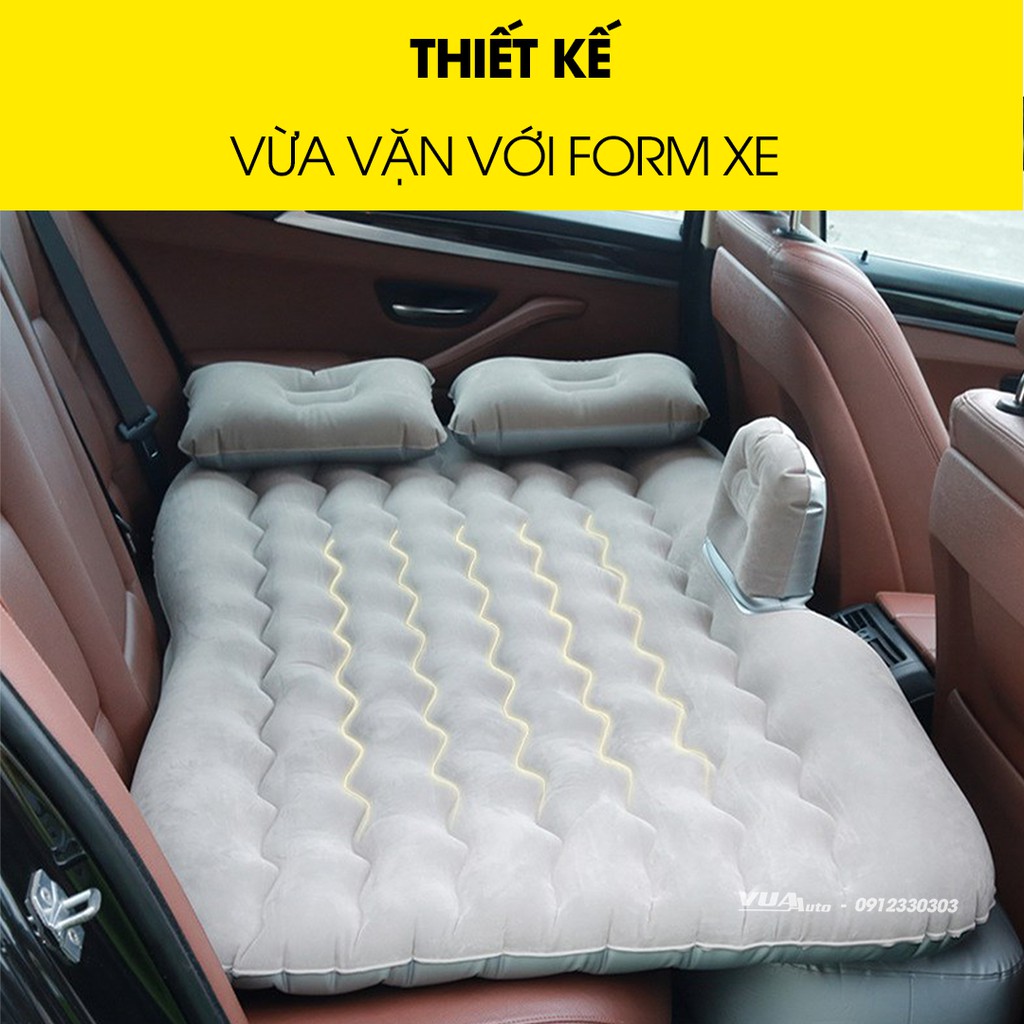 Đệm hơi ô tô VuaAuto cao cấp, lớp vải mềm chống thấm nước mang đến giấc ngủ thoải mái, tặng kèm bơm hơi mini - VuaAuto