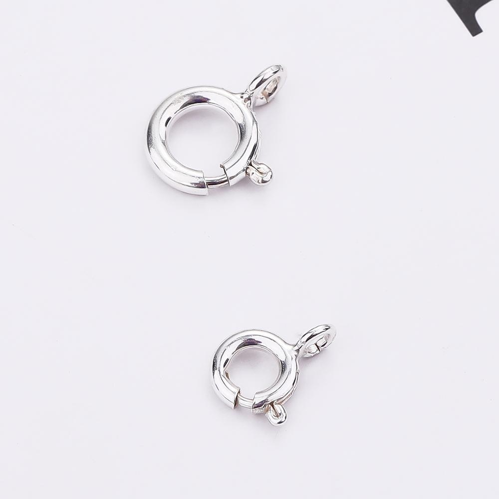Khóa lò xo Beadia mạ bạc 925 dạng vòng hở có lò xo dùng làm vòng đeo tay/dây chuyền