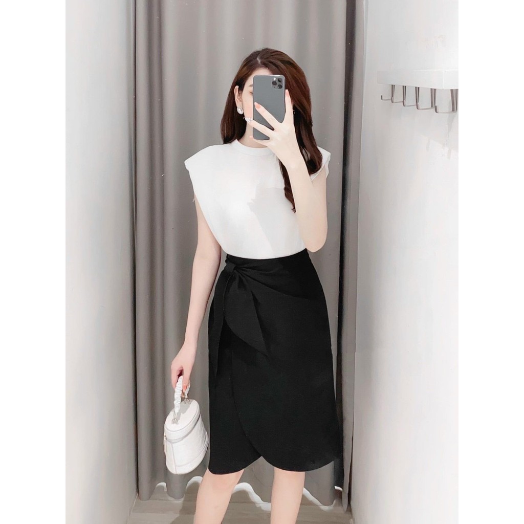 Chân váy bút chì công sở dài qua gối, thắt nơ bên hông trẻ trung, dễ phối đồ | BigBuy360 - bigbuy360.vn
