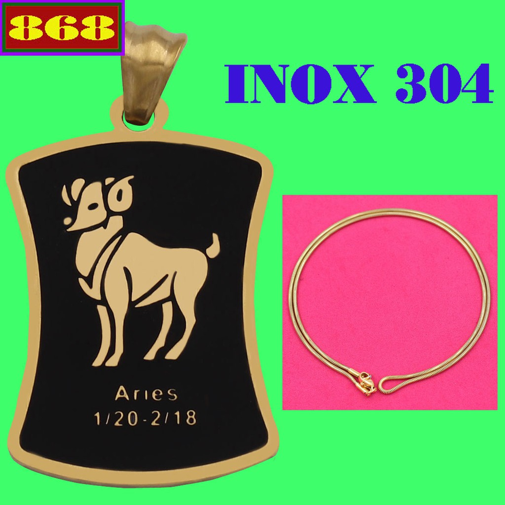 Dây chuyền 12 Cung Hoàng Đạo - cung Bạch Dương inox vàng