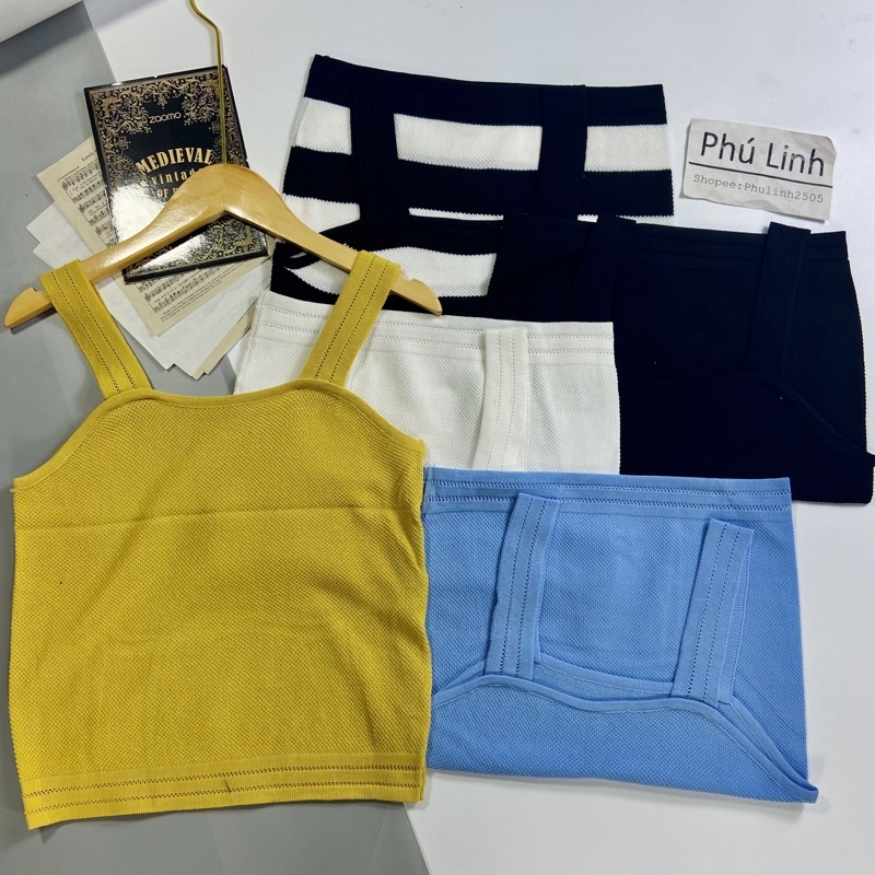 MS549 Áo hai dây bản to cổ vuông croptop