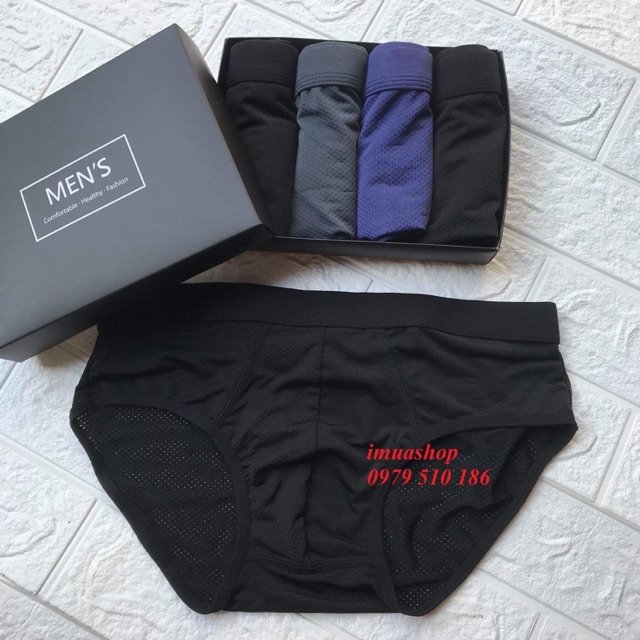 Quần sịp nam🍁FREESHIP🍁Hộp 04 quần lót nam tam giác thông hơi Men's kháng khuẩn với kiểu dáng trẻ trung(ảnh thật)