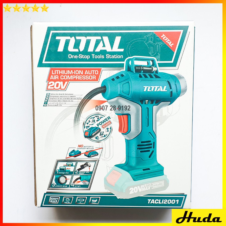 20V Máy bơm hơi tự động dùng pin Total đi kềm 1 pin và 1 sạc